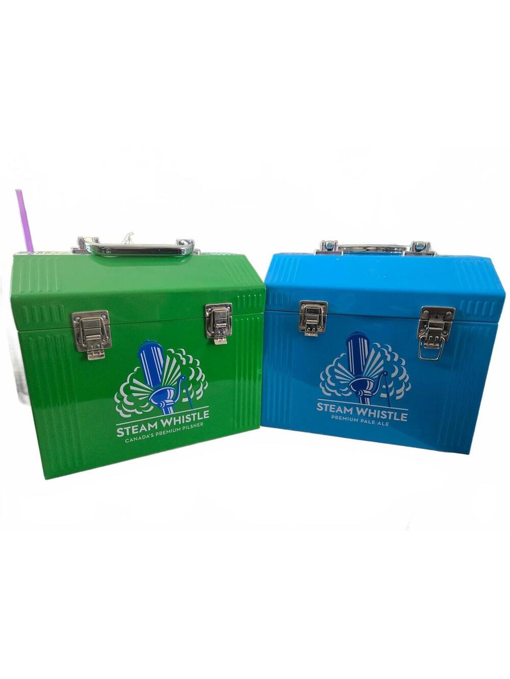 SteamWhistle Brewing Metal Lunchbox Tins / Green Pilsner & Blue Pale Ale